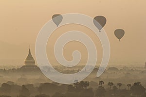 Beautiful sunrise and landscape view of Bagan from Shwesandaw Pagoda, Bagan, Myanmar