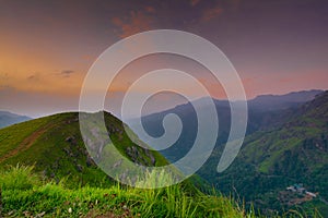 Beautiful sunrise at little Adams peak in Ella, Sri Lanka