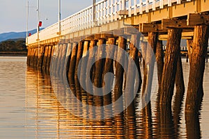 Beautiful sunrise at low tide on the Long Jetty at Port Welshpool