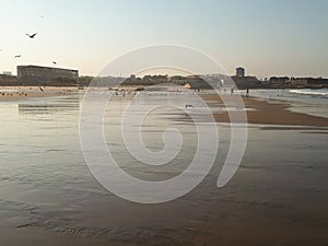 Beautiful sunrise at Matosinhos beach photo