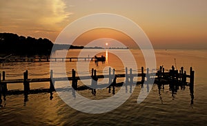 Beautiful sunrise near the waterfront property at near Kinsale, Virginia, U.S.A