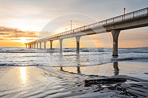 Beautiful sunrise at New Brighton Pier, Christchurch, New Zealand.