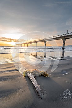 Beautiful sunrise at New Brighton Pier, Christchurch, New Zealand.