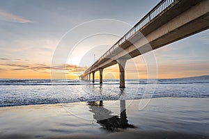 Beautiful sunrise at New Brighton Pier, Christchurch, New Zealand.