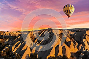 Beautiful sunrise over Cappadocia in Turkey