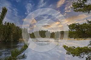 Beautiful sunrise over a lake