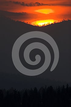Sunrise over Lolo National Forest, Montana photo