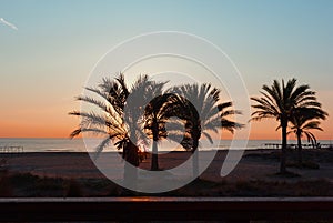Beautiful sunrise over Mediterranean Sea in Valencia region of Spain.