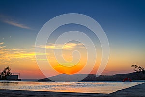 Beautiful sunrise over the Mirabello Bay on Crete, Greece