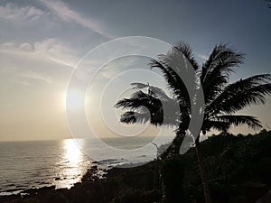 Beautiful sunrise over sea horizon in Kuala Sedili Besar, Johor, Malaysia. photo