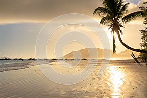 Beautiful sunrise over the tropical beach