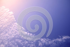 Beautiful sunrise pink sky with many white clouds, background