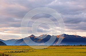 Beautiful sunrise at Potter Marsh Wildlife Viewing Boardwalk, Anchorage, Alaska. Potter Marsh is located at the southern end of th