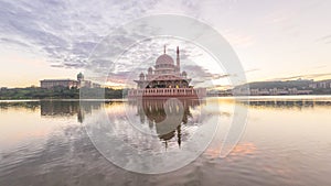 Beautiful sunrise At Putra Mosque, Putrajaya Malaysia with color
