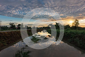 Beautiful sunrise reflection in the morning