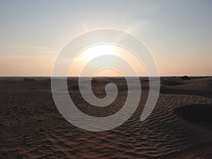 Beautiful sunrise and sand dunes in Sahara desert, Africa