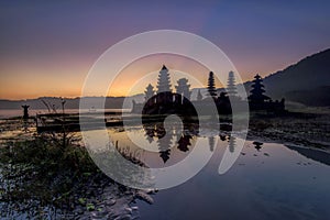 Sunrise at Tamblingan Lake Temple, Singaraja Bali indonesia photo
