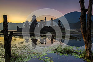 Sunrise at Tamblingan Lake Temple, Singaraja Bali indonesia photo