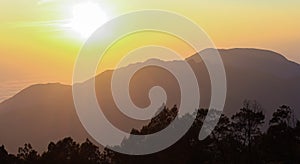 Beautiful sunrise from Sikunir Wonosobo, Central Java