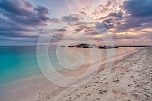 Beautiful sunrise at turquoise sunrise beach in Lipe Island,  Satun, Thailand