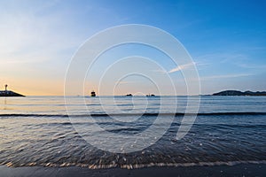 Beautiful sunrise view from Khao Takiab beach at huahin Prachuap Khiri Khan