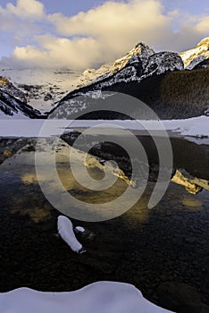 Beautiful sunrise on winter time at Lake Louise, Alberta, Canada