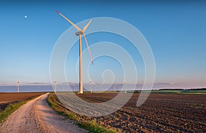 Beautiful sunset above the windmills.