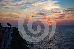 Beautiful sunset at acapulco la quebrada