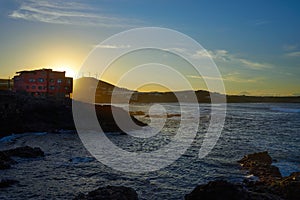 Beautiful sunset on the Agujero beach, Galdar, Gran Canaria, Spain photo