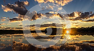 beautiful sunset on the amazon river