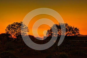 Beautiful sunset at Amboseli National Park in Kenya