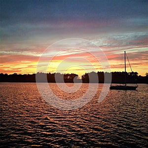 Beautiful Sunset on anchor in the North Carolina ICW photo