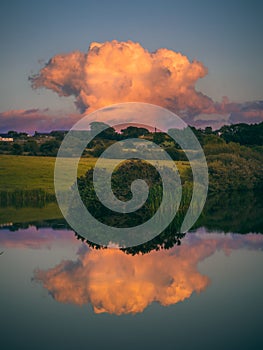 beautiful sunset in annne valley waterford, full of colors, clouds and reflections