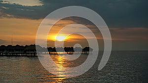 Beautiful sunset in Bagan Lalang beach, Selangor, Malaysia.