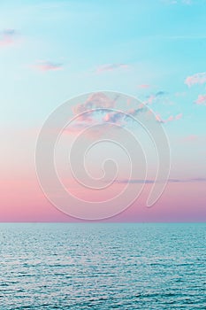 Beautiful sunset on the beach pastel tone Abstract style nature background Vertical