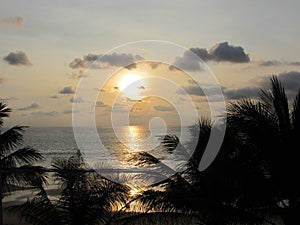 Beautiful sunset at a beach resort in tropics