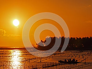 Beautiful Sunset at beach in Tainan