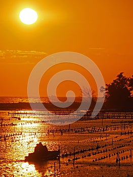 Beautiful Sunset at beach in Tainan