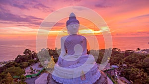 beautiful sunset behind Phuket big Buddha