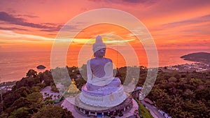 beautiful sunset behind Phuket big Buddha