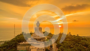 beautiful sunset behind Phuket big Buddha