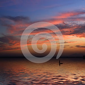 Beautiful sunset and a Boat