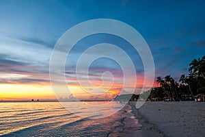 Beautiful sunset at Boracay beach, Philippines