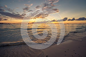 Beautiful sunset at Boracay beach, Philippines