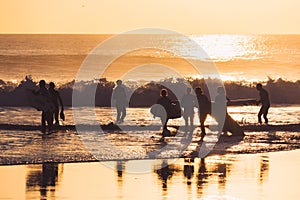 Beautiful sunset on the Carcavelos beach