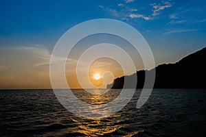 Beautiful sunset in a caribean beach. Taganga photo