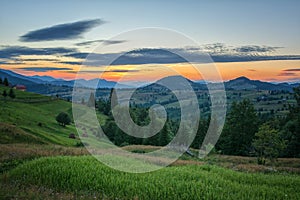 Beautiful sunset in the Carpathian mountains