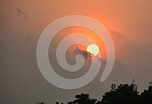 A beautiful sunset with clear sky
