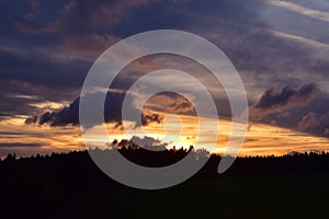 Beautiful sunset clouds sun light landscape