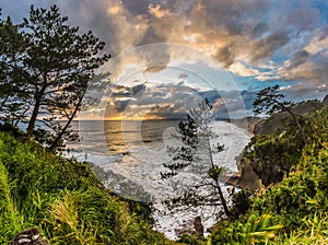 Beautiful sunset and coastline in southern of Ibusuki, Japan